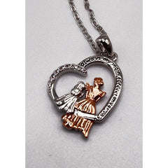 Mother Daughter Necklace 925 Sterling Silver Pendant Gift for Women With CZ