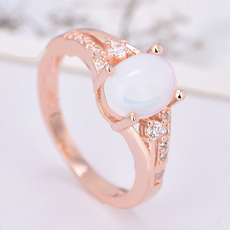 Natural Semi-Precious Moonstone Ring Simple