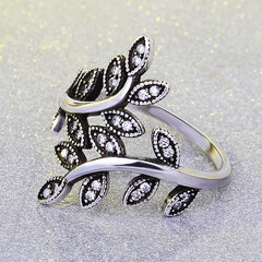 Tree of Life Rings Black Vintage Rings With CZ Stones