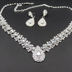 Beautiful Rhinestone Necklace and Matching Earrings For Brides and Guests