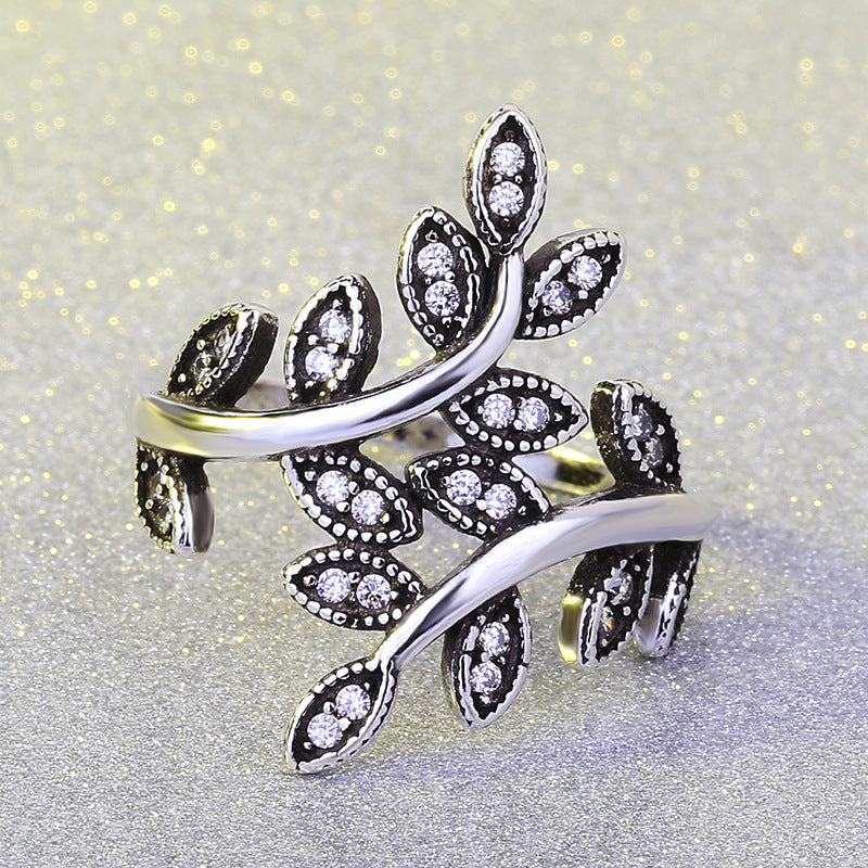 Tree of Life Rings Black Vintage Rings With CZ Stones
