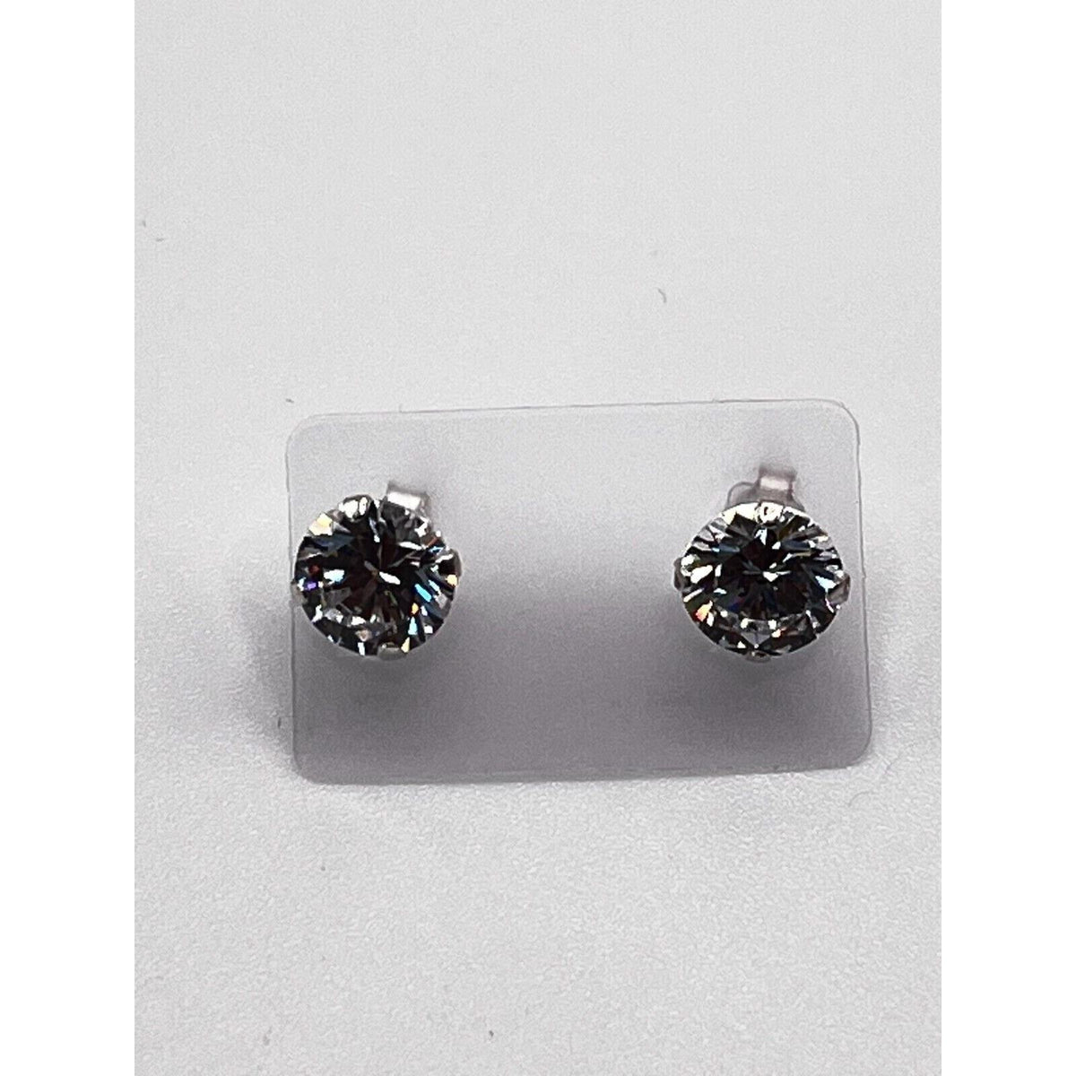 Round Cut CZ Solitaire Earrings Antitarnish 925 Sterling