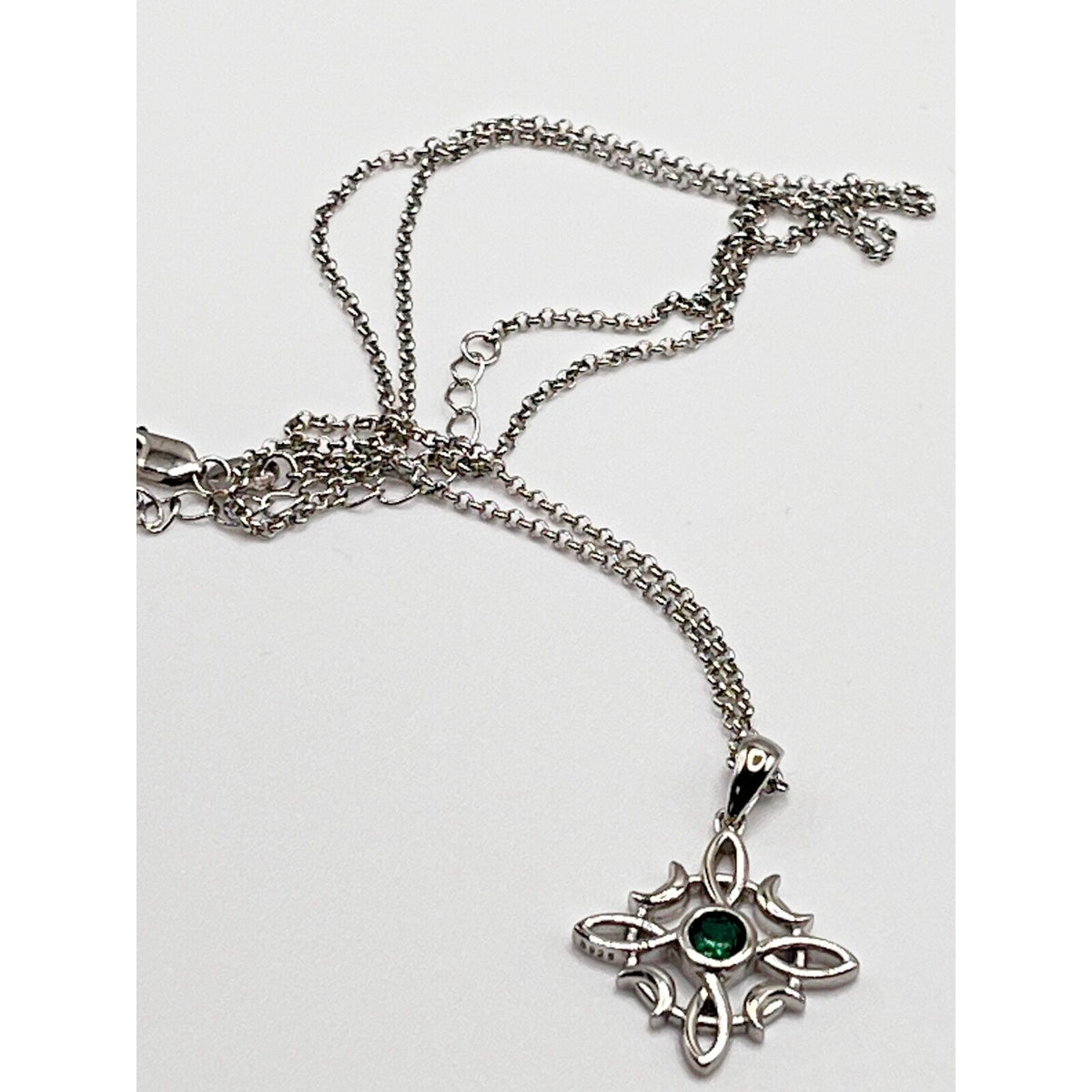 .925 Star of David With Emerald Stone 20" Necklace