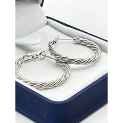 925 Sterling Silver Hoop Earrings with Braided Design 8G NIB