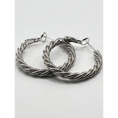 925 Sterling Silver Hoop Earrings with Braided Design 8G NIB