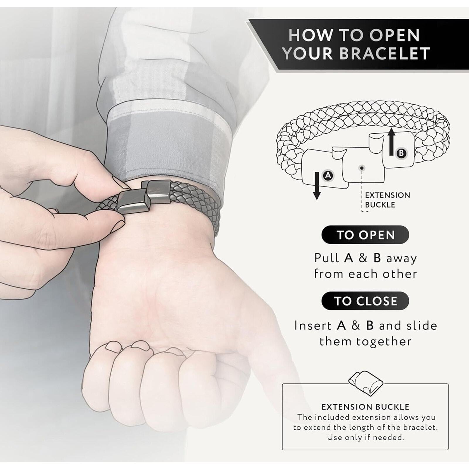 Black Leather Bracelet for Men Premium Artisan Double Strand