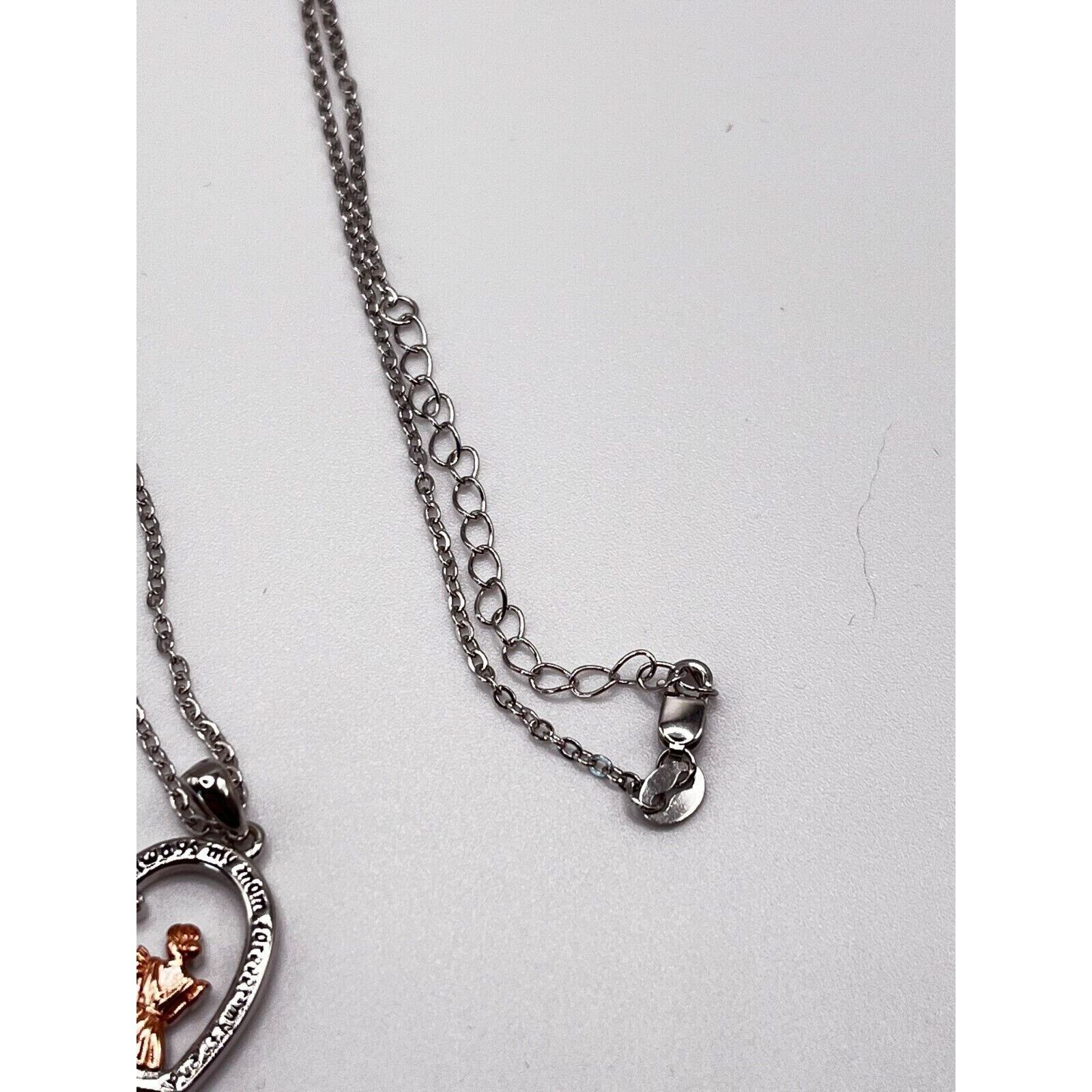 Mother Daughter Necklace 925 Sterling Silver Pendant Gift for Women With CZ