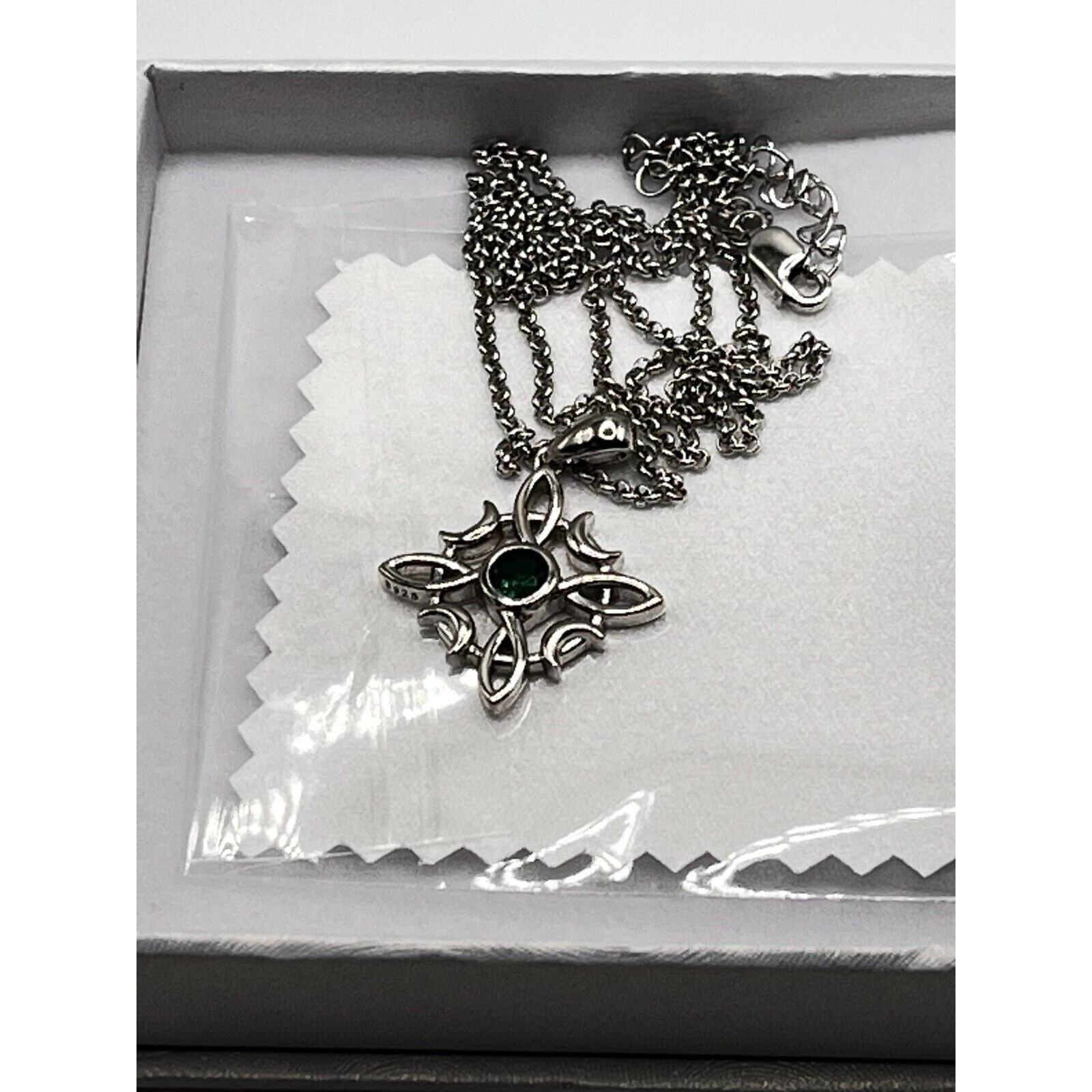 .925 Star of David With Emerald Stone 20" Necklace