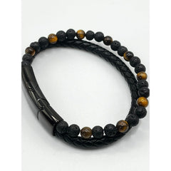 Black Leather Bracelet for Men Premium Artisan Double Strand