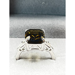 .925 Sterling Silver Quartz and Cubic Zirconia Ring Size 7