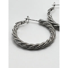925 Sterling Silver Hoop Earrings with Braided Design 8G NIB