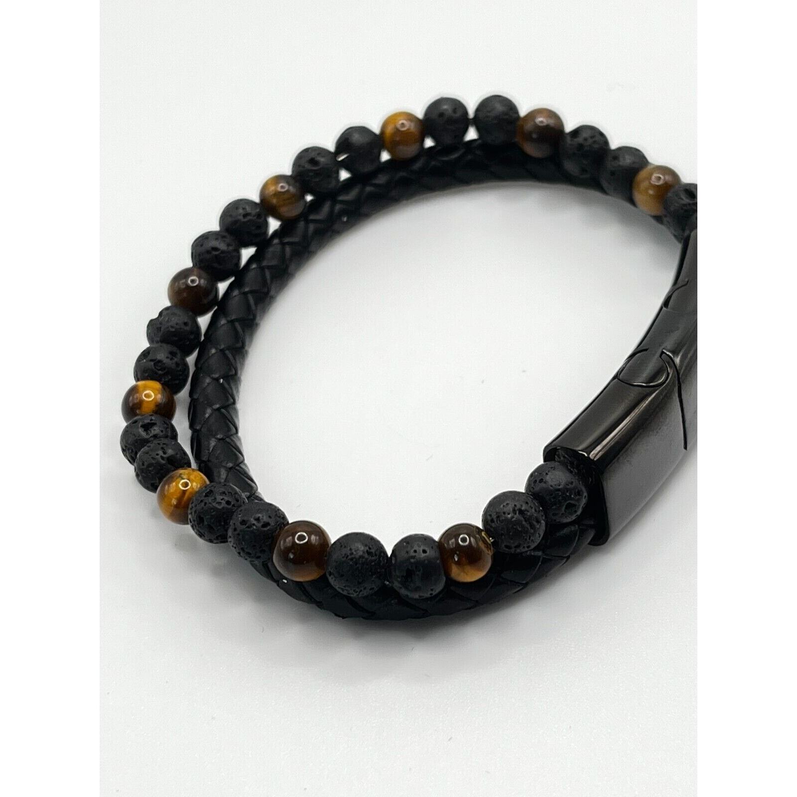 Black Leather Bracelet for Men Premium Artisan Double Strand