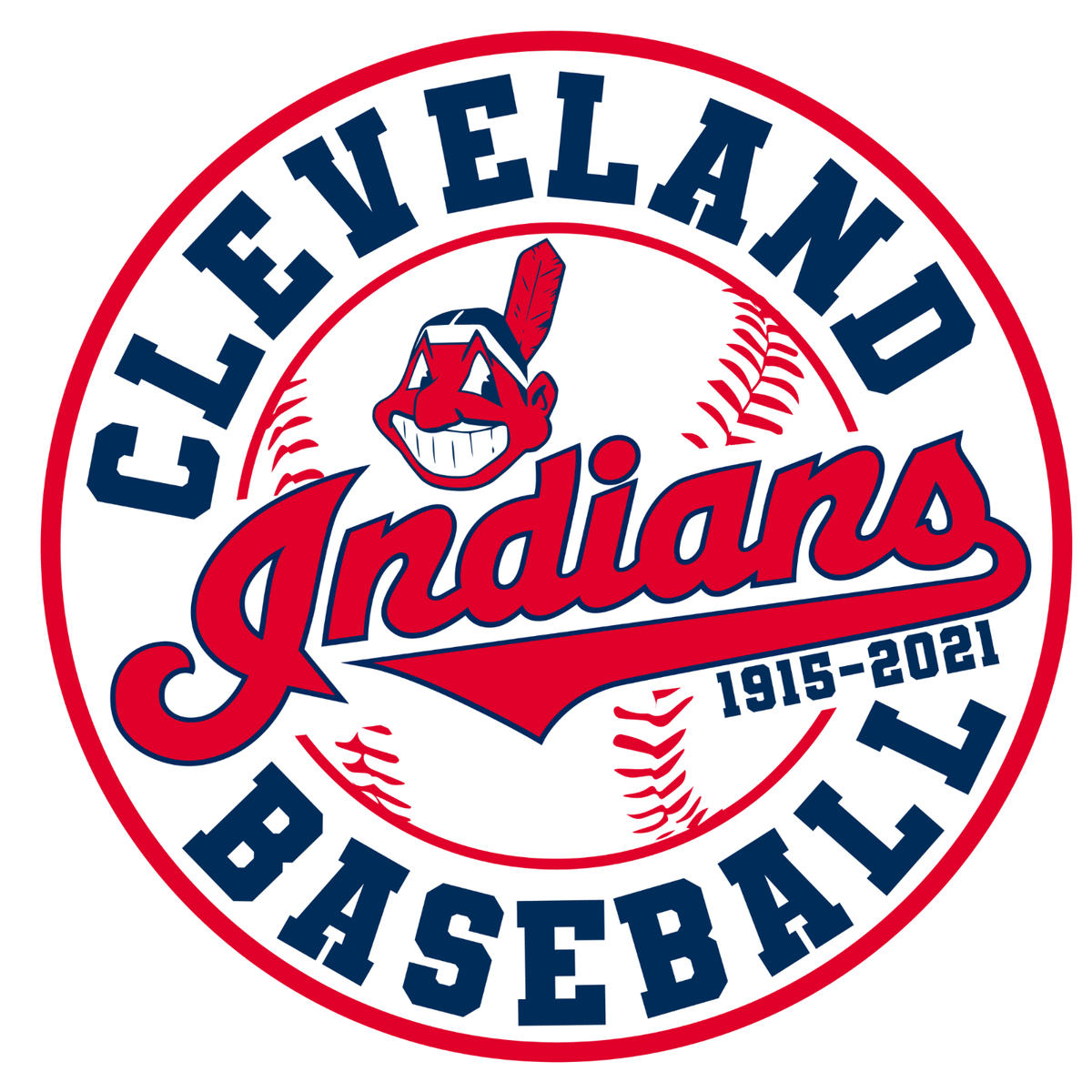 Cleveland Indians 1951-2021 logo type Die-cut round STICKER Chief Wahoo Forever