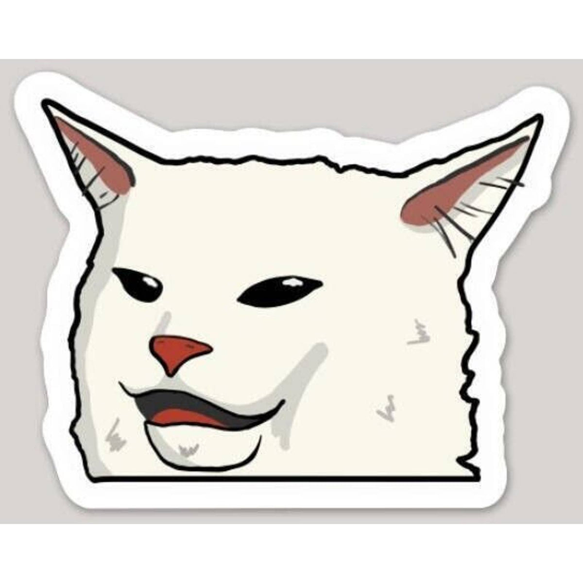 Smudge White Cat Meme Sticker ~ Water Bottle ~ Laptop ~ Made in the USA