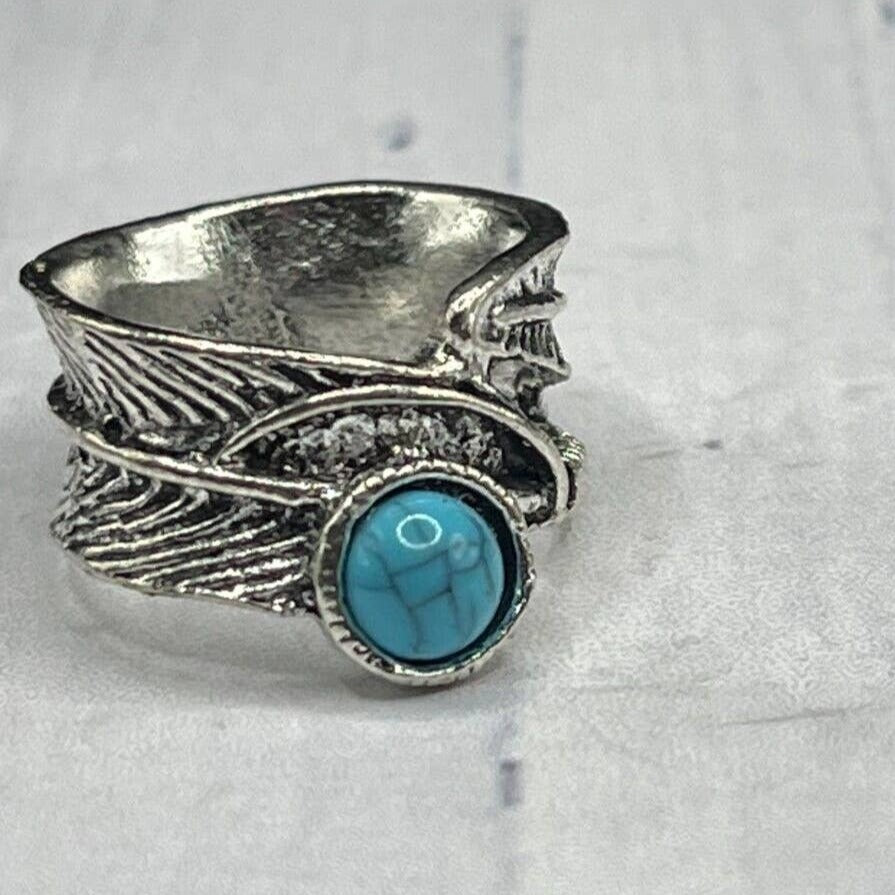 Turquoise 2 Ring Set Sterling Silver Handmade Women Ring All Size 5