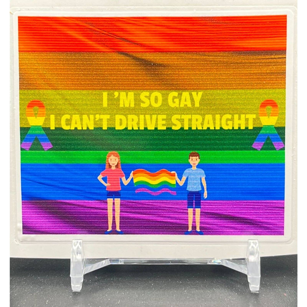 Im so Gay I cant even drive straight Rainbow Cute Fun Love Is Love Sticker LGBTQ